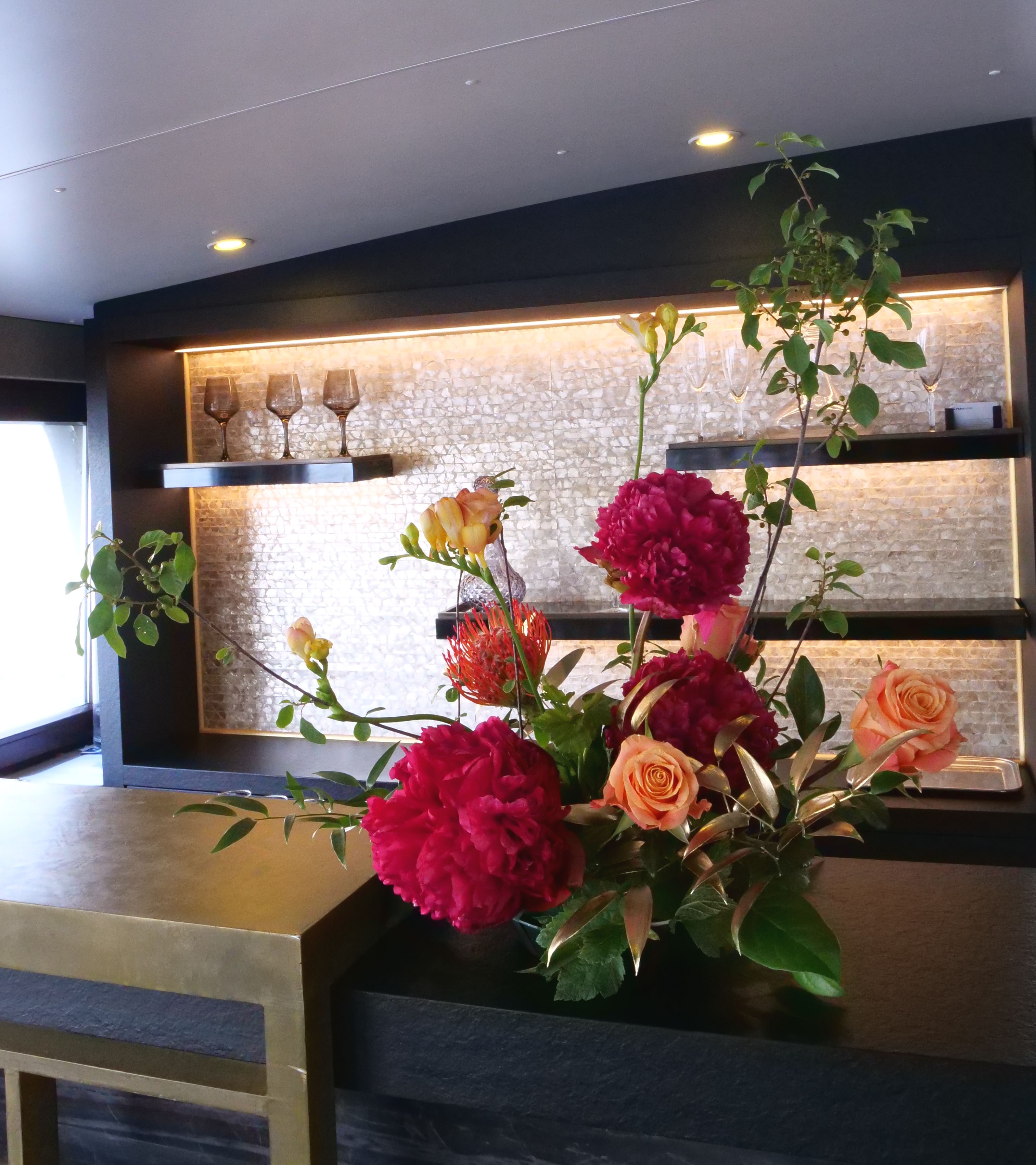 décoration florale Ikebana, péniche
